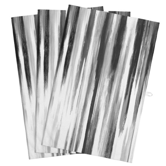 Black Gray White Kitchen Towels, Absorbent Microfiber Kitchen Dish Hand Tea Bath Towel, Vintage Rustic Abstract Ombre Aesthetic Quick Dry Cleaning Cloth Dishclothes Decorative Sets, (3-PC, 18x28)