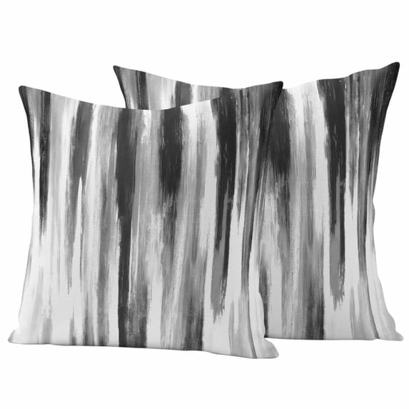 Black Gray White Outdoor Waterproof Pillow Covers, Vintage Rustic Abstract Ombre Aesthetic Decorative Square Throw Pillowcase Sofa Cushion Sham for Patio/Couch/Chair, 20"x20" 2 Pack