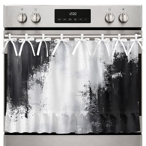 Black Gray White Oven Skirt Curtain for Kitchen, Stove Cabinet ...
