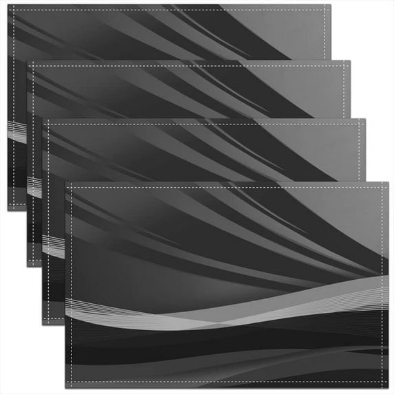 Black Gray White Table Place Mats Modern Abstract Stripes Placemats Set of 4 Women Men Teens Geometric Pattern Table Decoration Soft Abstract Art Decor Placemat for Kitchen Dining 18"x12"