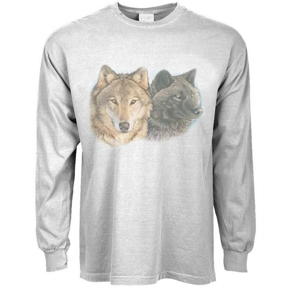 Black Gray Yin Yang Wolves Wolf T-shirt Long Sleeve Mens