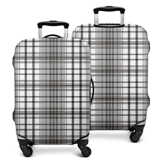 Black Gray and White Checkered Pattern Luggage Cover Fashion Suitcase Cover Baggage Covers Fit 25-28 Inch Luggage (Go Travel)
