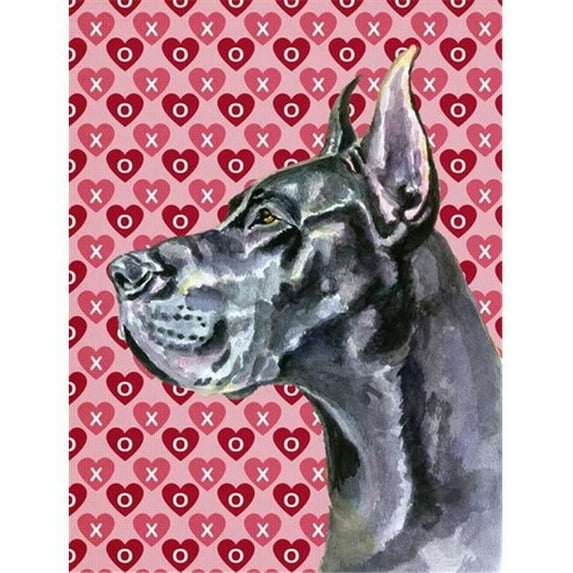 Black Great Dane Hearts Love And Valentines Day Flag Garden Size
