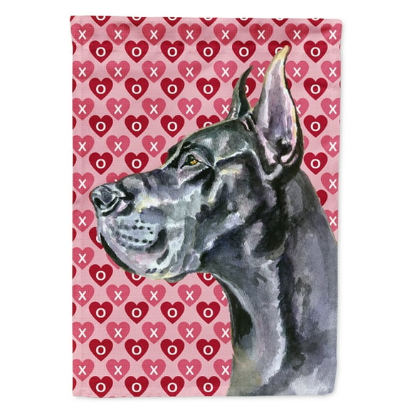 Black Great Dane Hearts Love and Valentines Day Garden Flag