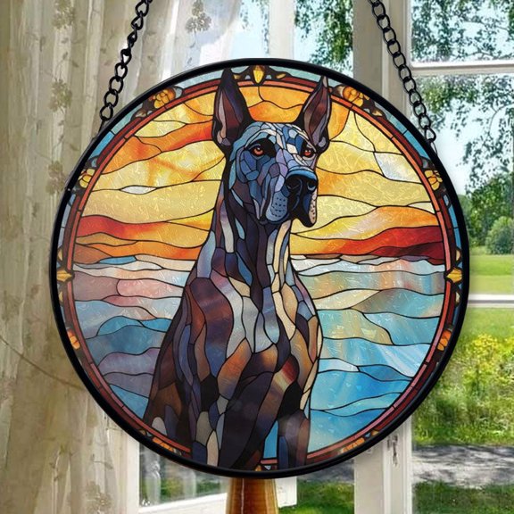 Black Great Dane: Stained Glass-Style Christmas Ornament - Made With Real Glass, Stained Glass Ornament 2025, Holiday Decoration, Seasonal Keepsake Gift, Unique Collectible,