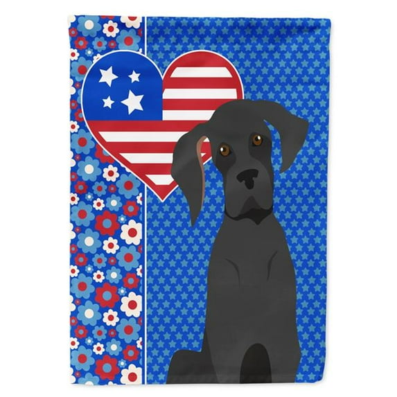 Black Great Dane USA American Flag Garden Size