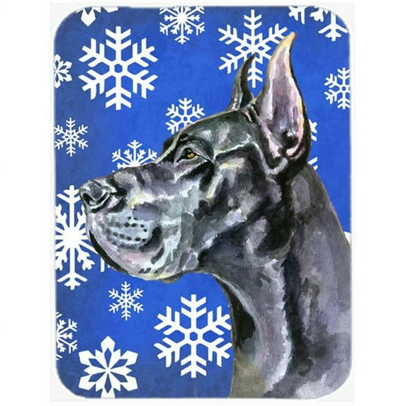 Black Great Dane Winter Snowflakes Holiday Mouse Pad, Hot Pad & Trivet
