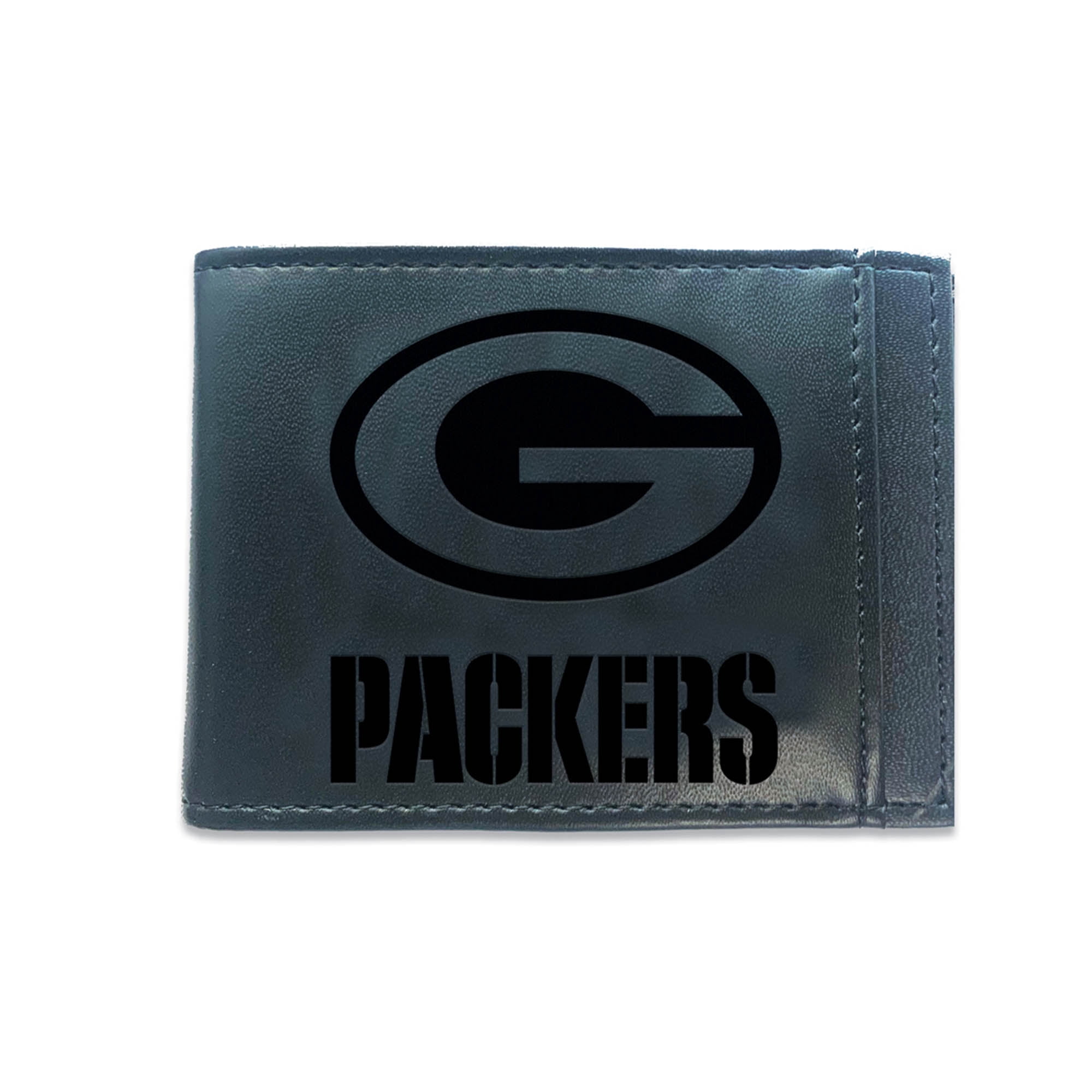 Packer Wallet Black Green Bay Packers Hybrid Leather Front Pocket Bi-Fold Wallet with ...