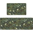 thumbnail image 1 of Black Green Botanical Kitchen Rugs Set of 2 Plant Leaf Anti-Fatigue Kitchen Mat Natural Comfort Standing Waterproof PVC Mats 2/5" Thick Leather Carpet for Laundry Office Sink(17.3" x28" + 17.3" x 47"), 1 of 6