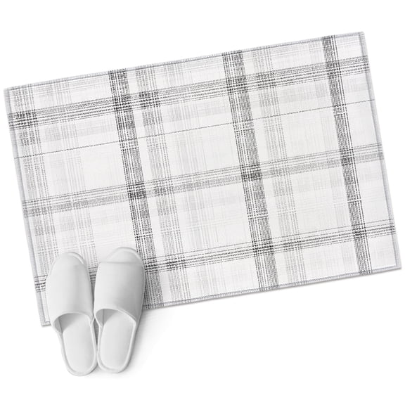 Black Green Check Bathroom Rug Washable 2x3 Entryway Rug Non Slip Farmhouse Line Buffalo Plaid Front Door Mat Low Pile Indoor Doormat Throw Floor Carpet for Kitchen Bedroom Entrance