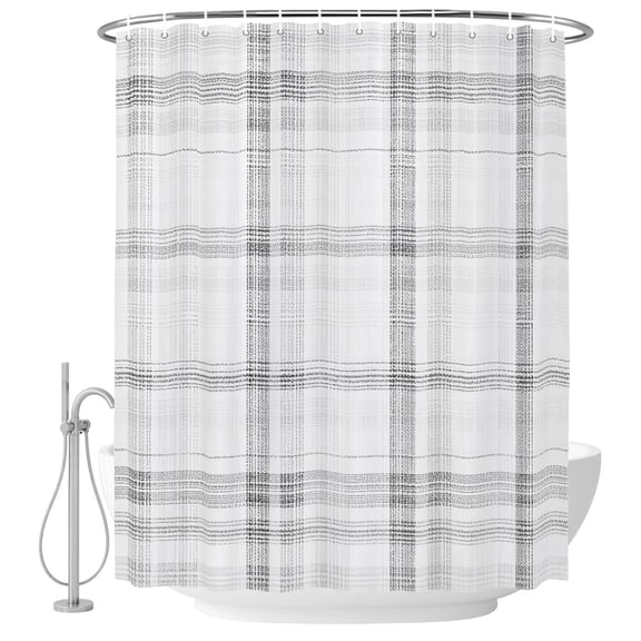 Black Green Check Shower Curtains for Bathroom, Waterproof Fabric Bath Curtains Decor, Bath Tub Curtain Farmhouse Line Buffalo Plaid Decorative Shower Curtain Sets with 12 Hooks, 72x72 Inch