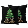thumbnail image 1 of Black Green Christmas Outdoor Waterproof Pillow Covers, Xmas Tree Modern Abstract Art Decorative Square Throw Pillowcase Sofa Cushion Sham for Patio/Couch/Chair, 26"x26" 2 Pack, 1 of 8