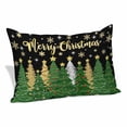 thumbnail image 1 of Black Green Christmas Pillow Covers, Linen Long Throw Pillow Case, Xmas Tree Stars Snowflake Winter Holiday Pillow Protector Decorative Cushion Cover for Living Room/Bedroom 20" x 30", 1 of 8