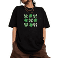 thumbnail image 1 of Black Green Clover Bow Mix Print Tshirt St Patricks Day Graphic Tees Loose Fit Shirts Festive Lucky Themed Daily Casual Tops S-5XL, 1 of 5