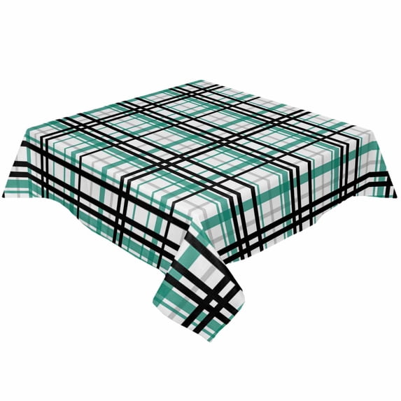Black Green Grey Plaid Square/Round Tablecloths 60x60,Simple Check Stripes Lines Country Table Cloth Table Cover Indoor/Outdoor Tabletop Decor for Wedding Holiday Party Dinner Baby Shower