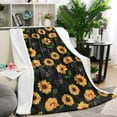 thumbnail image 1 of Black Green Leaf Sunflower Pattern Blanket,Comfortable Soft Flannel Throw Blanket,All Season,Warm Lightweight Blankets for Sofa Bed Couch Living Room Chair,60"x80", 1 of 4