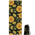 thumbnail image 1 of Black Green Leaf Sunflower Pattern Hot Yoga Mat Towel Non Slip for Hot Yoga - Quick-Drying Yoga Mat Cover with 4 Corner Pockets with Travel Bag - Hot Yoga Towel Non Slip 70"x26", 1 of 6