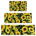 thumbnail image 1 of Black Green Leaf Sunflower Pattern Kitchen Rugs Sets Of 3,Kitchen Runner Rugs Non Skid Washable,Decorative Kitchen Floor Mats for Kitchen,Sink,Laundry,17"x30"+ 17"x47" + 17"x59", 1 of 6