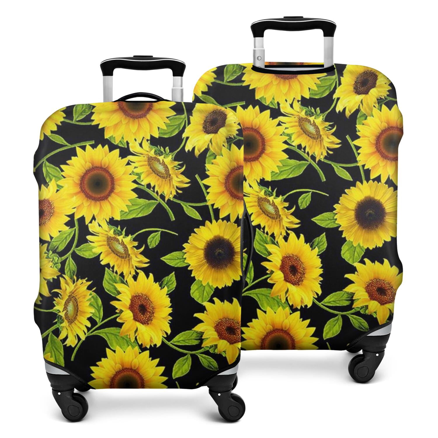 Luggage Cover Pattern Black Green Leaf Sunflower Pattern Luggage Cover Fashion Suitcase Cover ...