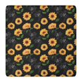 thumbnail image 1 of Black Green Leaf Sunflower Pattern Square Fitted Tablecloth with Elastic Edge,Square Table Cover,Washable Elastic Table Cover for Home Kitchen Party Decor 36"x36", 1 of 6