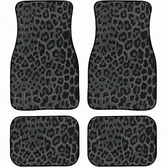 Black Green Leopard Print Car Floor Mats Universal Abstract Cheetah Pattern Wild Animal Skin Texture Floor Mats for Cars Front Rear Car Foot Rugs Cute Car Accories for Trucks SUV Sedans