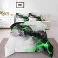 thumbnail image 1 of Black and Green Marble Queen Bedding Sets Modern Marbling Comforter Set, Mountain Fluid Duvet Insert Grey Aesthetic Down Comforter, Abstract Art Bedding Comforter Sets Room Decor, 1 of 6