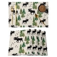 Black Green Moose Placemats Set of 8 Modern Animals Trees Rustic Place ...