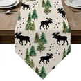 Black Green Moose Table Runner Linen Burlap Table Runner 108 Inches ...