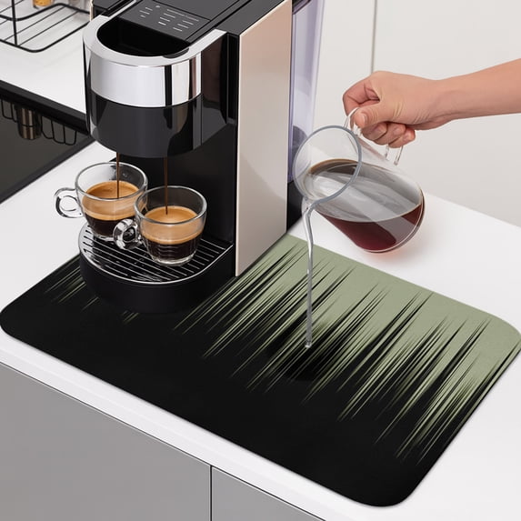 Black Green Ombre Dish Drying Mats for Kitchen Counter, Abstract Modern ...