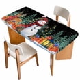 thumbnail image 1 of Black Green Snowman Christmas Table Cloths for 6 Foot Rectangle Tables, Xmas Tree Snowflake Elk Gifts Patio Waterproof Elastic Fitted Tablecloths, Washable Rectangular Table Cover for Camping, 1 of 8