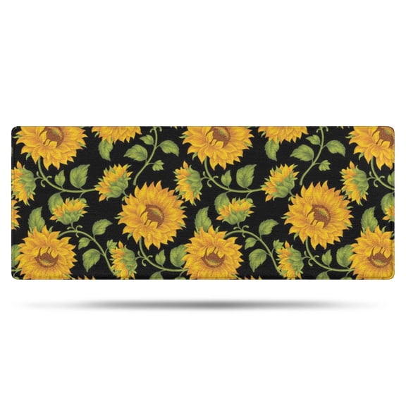 Black Green Stem Sunflower Pattern Bathroom Rugs Mat,Non Slip Microfiber Bathroom Rug,Rubber Backing,Soft Bathroom Mats for Bathroom Floor,Tub and Shower,60x24in(150x60cm)