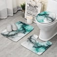 thumbnail image 1 of Black Green Translucent Marble Pattern Bathroom Rugs Sets 3 Piece,Toilet Cover Set,Absorbent Non Slip Bathroom Mats Sets with U-Shaped Contour Rug Toilet Rug Set, 1 of 5