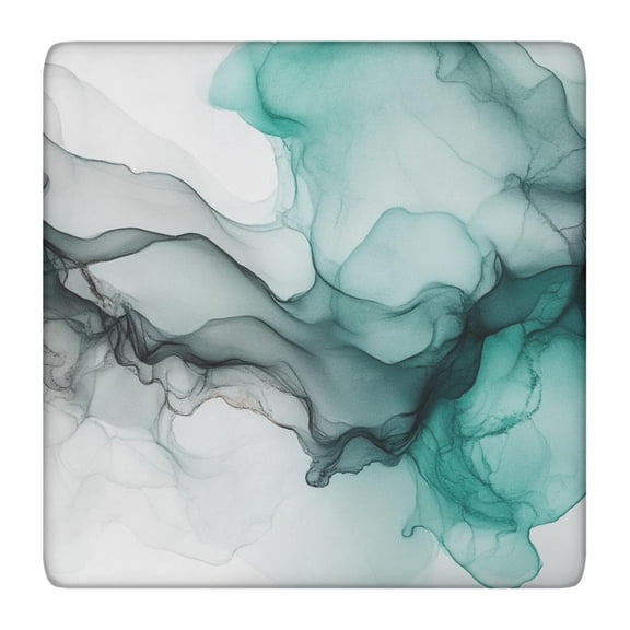 Black Green Translucent Marble Pattern Square Fitted Tablecloth with Elastic Edge,Square Table Cover,Washable Elastic Table Cover for Home Kitchen Party Decor 36"x36"
