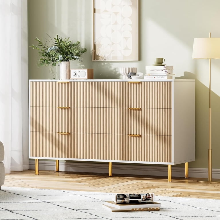 black white and gold dresser Black, Cream & Gold Dresser with Mirror - $400
