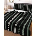 thumbnail image 1 of Black Green White Twin Size Down Alternative Comforter, Lightweight Comforter Quilt Bedding Set with Pillow Shams Boho Vintage Abstract Striped Lines All Seasons Bed Comforter Duvet Insert 68"x86", 1 of 7