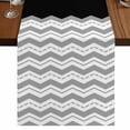 thumbnail image 1 of Black Grey 36 Inch Table Runner, Geometric Chevron Print Wavy Striped White Farmhouse Dresser Scarf Cotton & Linen Tablerunner for Dining/Kitchen Island/Holiday Party Décor Small 13" x 36", 1 of 9