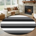 thumbnail image 1 of Black Grey 7FT Round Area Rugs for Living Room and White Striped Geometric Ultra-Thin Non-Slip Round Rugs Machine Washable Low Pile Circle Carpet for Bedroom Kitchen Nursery, 1 of 9