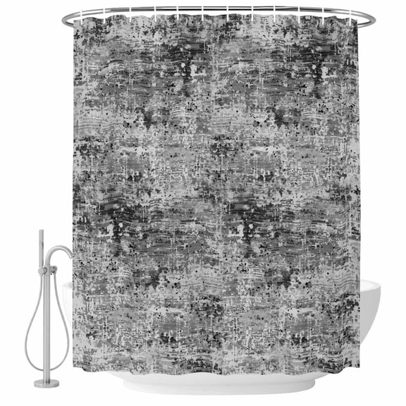 Black Grey Abstract Shower Curtain Set - Small 36" x 72" Washable Bathtub Curtain with 12 Hooks, Modern Graffiti Distressed Mottled Art Waterproof Fabric Stall Shower Curtains for Bathroom Décor