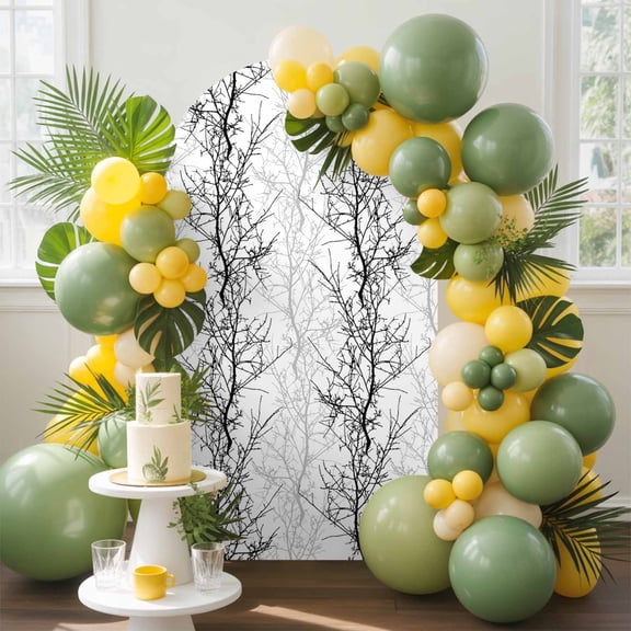Black Grey Arch Backdrop Cover, 4FT, Tree Branch Spandex Arch Covers Double-Sided Backdrop for Wedding Birthday Party Photo Background Decoration