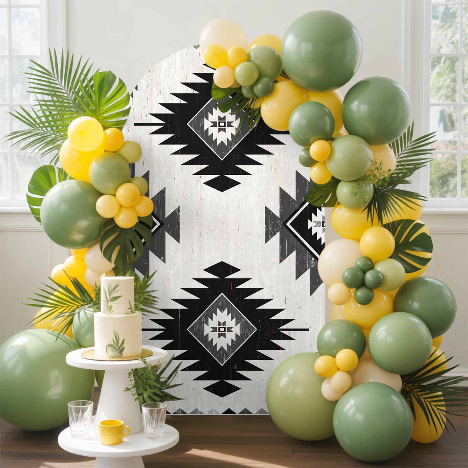 Black Grey Arch Backdrop Cover, 6FT, Aztec Ethnic Southwestern Native ...