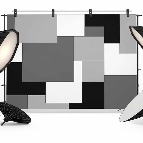 Black Grey Backdrop for Photography,Fabric Photo Background Backdrop,Middle Century Irregular Geo Abstract Art Photo Booth Background for Portrait Photoshoot Video Wedding Decoration Banner 7x5ft