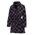 thumbnail image 1 of Black Grey Blue And Pink Tartan Women Bathrobe One Size Univeral Fits, Tartan Plaid Retro Fashion Lightweight Plush Fleece Long Robe For Women, 1 of 3