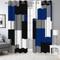 Black Grey Blue Blackout Curtains for Living Room,Abstract Thermal Insulated Window Drapes for Bedroom (52Wx84L,2 Panels)