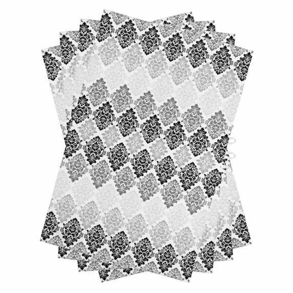 Black Grey Boho Flowers Kitchen Towels Set of 4, Water Absorbent Dish Towel, Modern Luxurious Geometric Floral Decorative Hand Towels - Quick Drying Cloth for Cooking Baking, 18x28 Inch