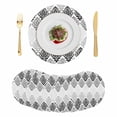 thumbnail image 1 of Black Grey Boho Flowers Round 13 Inch Placemats Set of 8, Modern Luxurious Geometric Floral HeatResistant Non Slip Place Mats for Dining Table, Wipeable Braided Kitchen Table Mats for Housewarming, 1 of 9