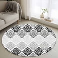 thumbnail image 1 of Black Grey Boho Flowers Round Area Rug 3Ft Washable Small Circle Rugs for Kitchen Entryway, Modern Luxurious Geometric Floral Non-Slip Carpet Floor Mats Indoor Outdoor Carpet Runner Home Decor, 1 of 8