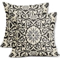 thumbnail image 1 of Black Grey Boho Pillow Covers 20 x 20 Inch Bohemian Ethnic Carpet Style Vintage Flower Print Decorative Throw Pillows Outdoor Linen Square Cushion Case Farmhouse Decor for Sofa Bed Set of 2, 1 of 6