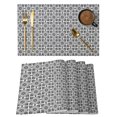 thumbnail image 1 of Black Grey Boho Placemats Set of 6 Farmhouse Country Flowers Plaid Textured Place Mats Indoor Wipeable Table Mats Washable Cloth Dining Table Placemats for Kitchen Holiday Party Home Decor 13x19 Inch, 1 of 9