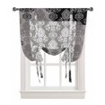 thumbnail image 1 of Black Grey Boho Tie Up Curtains for Kitchen Bathroom Bedroom Windows 54 Inch Length, Vintage Floral Contemporary Art Balloon Drape Curtains Shade Rod Pocket Drapery Curtain Panel, 42"x63", 1 of 7