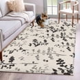 thumbnail image 1 of Black Grey Botanical Area Rugs 3'x5', Small Throw Rugs for Living Room Bedroom, Rustic Country Spring Floral Summer Leaf Indoor Outdoor Rug Non-Slip Low Pile Carpet Runner Reversible Floor Mats, 1 of 8